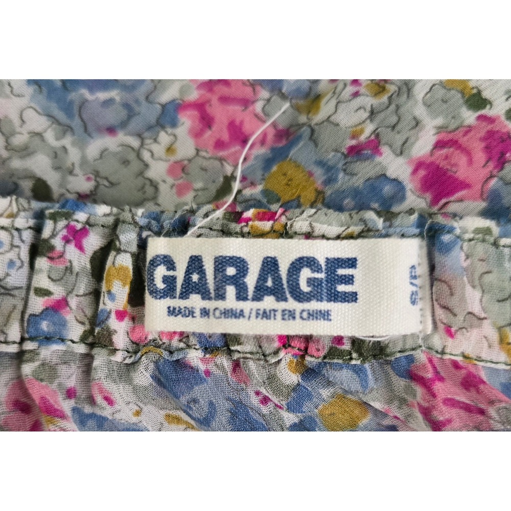 Garage Floral Cami Top Blue Pink Wildflower Lace Trim Button Front Small - Picture 12 of 14